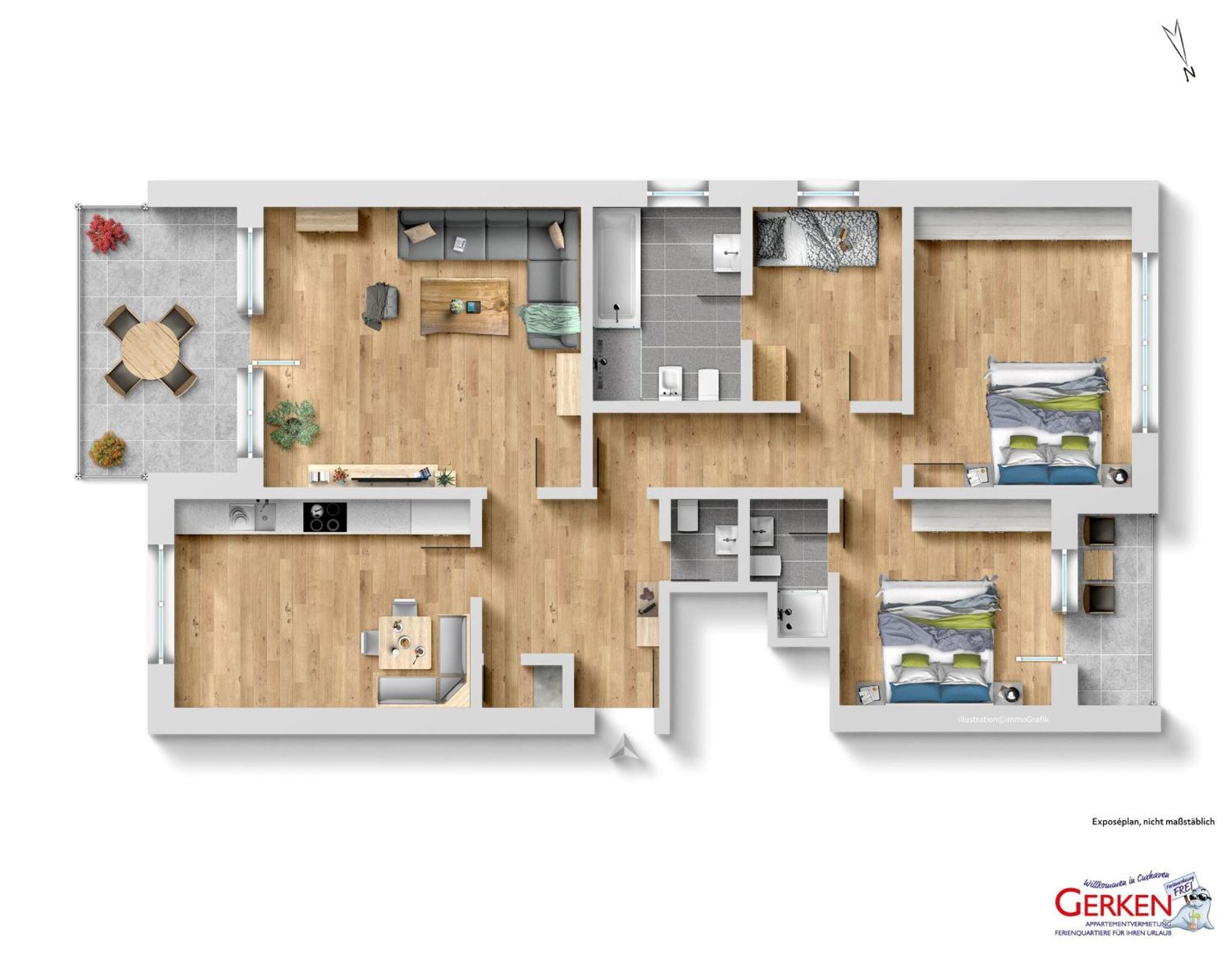 クックスハーフェンHaus Muehlentrift Doeseアパートメント 部屋 写真